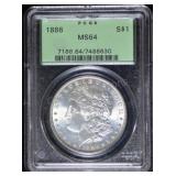 1886 Morgan Silver Dollar MS64 PCGS OGH