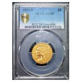 1916-S $5.00 Indian AU58 PCGS Gold