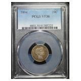 1894 Barber Dime VF30 PCGS