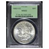 1882-CC Morgan Silver Dollar MS62 PCGS OGH