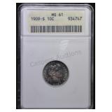 1909-S Barber Dime MS61 ANACS