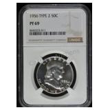 1956 Franklin Half Dollar Type 2 PF69 NGC
