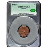 1931-S Lincoln Cent XF Det CAC