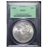 1885 Morgan Silver Dollar OGH MS64 PCGS