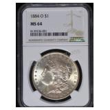 1884-O Morgan Silver Dollar MS64 NGC