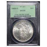 1884-O Morgan Silver Dollar OGH MS64 PCGS