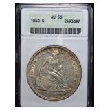 1860 Seated Liberty Dollar AU50 ANACS