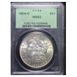 1904-O Morgan Silver Dollar OGH MS63 PCGS