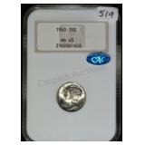 1943 Mercury Dime MS65 NGC CAC