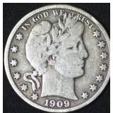1909-S Barber Half Dollar
