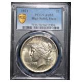 1921 High Relief Peace Dollar AU58 PCGS