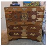 VTG KOREAN ELM BURL BRASS-MOUNTED CABINET