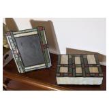 2PC STAINED GLASS PICTURE FRAME & TRINKET BOX