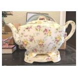 VTG HOTTA YU SHOTEN FLORAL CHINTZ PORCELAIN TEAPOT