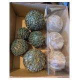 ASSTD DECORATIVE ORBS/ORNAMENTS, TEAL/GOLD, TAUPE