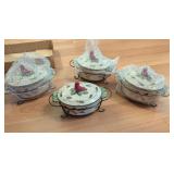 4PC TEMPTATIONS CARDINAL 9-0Z LIDDED OVENWARE SET