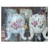 VTG ARINCO 2PC FOOTED PORCELAIN CRACKED EGG VASE
