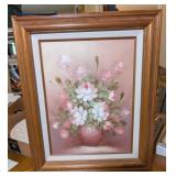 FRAMED OIL ON CANVAS ARTWORK-SIGNED FLORAL BOUQUET