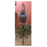BLACK METAL CANDLE LANTERN W/STAND #1, W/CANDLE