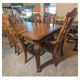 ASHLEY FURNITURE WOOD DINING TABLE & 6 CHAIRS