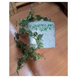 METAL HANGING VTG-STYLE WALL PLANTER W/FAUX IVY