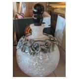 PINK GLASS PERFUME BOTTLE W/BLACK GLASS STOPPER