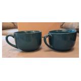 2PC GREEN SOUP MUGS