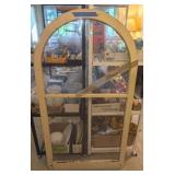 VTG WOOD/GLASS PANE ARCHED WINDOW