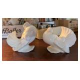 2PC WHITE DOVE DECOR