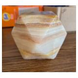 VTG CARVED STONE ONYX CUBOSTAHEDRON PAPERWEIGHT
