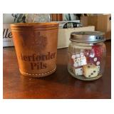 HERFORDER PILS LEATHER DICE CUP, GLASS BABY FOOD