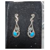 SILVER TONE DANGLE EARRINGS MARKED '925'