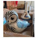 2PC MEXICAN POTTERY OWL & JAPANESE POTTERY VASE