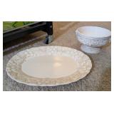 2PC METLOX POPPY TRAIL OVAL PLATTER & VTG RUSTIC