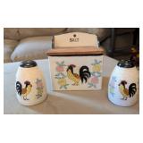 3PC ROOSTER KITCHEN S&P SHAKERS, SALT BOX