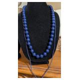 2PC NAVY BLUE BEADED NECKLACES