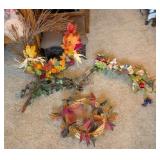 4PC FALL WREATHS & IVY SWAG, FLORAL SWAG