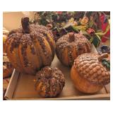 4PC PUMPKIN DECOR, LIDDED CERAMIC ACORN DISH