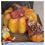 3PC FALL DECOR, PUMPKIN & SHELF SITTER FIGURINE &