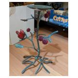 METAL CARDINAL& BERRIES CANDLE HOLDER