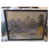 FRAMED ART WORK 'GRAND TETON' SIGNED ROBERT WOOD