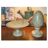 2PC METAL HOME DECOR EGG & FOOTED BOWL