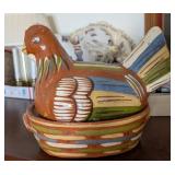 2PC VTG CLAY HEN DECOR