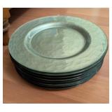 8PC GLASS DINNER PLATES, SILVER