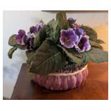 FAUX POTTED VIOLET IN CERAMIC PLANTER