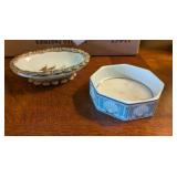 2PC LEFTON CHINA PORCELAIN FOOTED SOAP DISH &