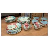 SALUTE CERAMICS DISH SET, ABSTRACT FLORAL PATTERN,