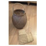 2PC VTG/ANTQ BASKETS, WICKER/STRAW