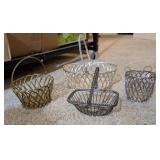 4PC VTG METAL WOVEN BASKETS, SILVER/BRASS TONE