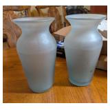 2PC BLUE FROSTED GLASS VASES